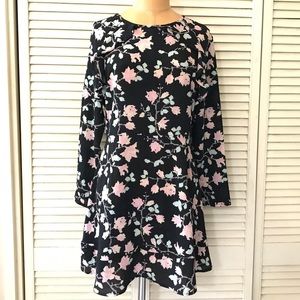 Cotton On Dress Womens Small Black Floral Long Sleeve Casual Spring Office Party